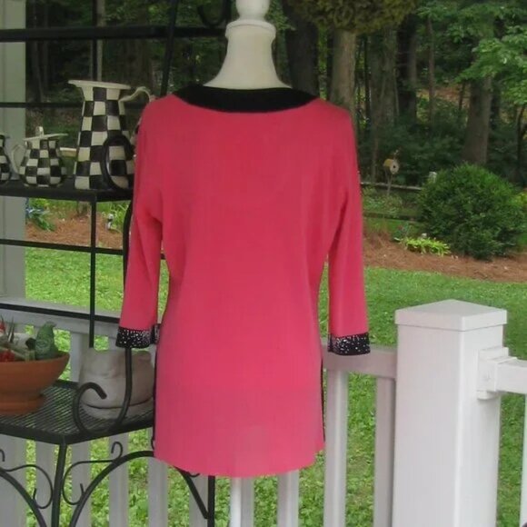 Ming Wang pullover 3/4 sleeve sweater top shirt Medium luxury style clothing - Picture 4 of 4